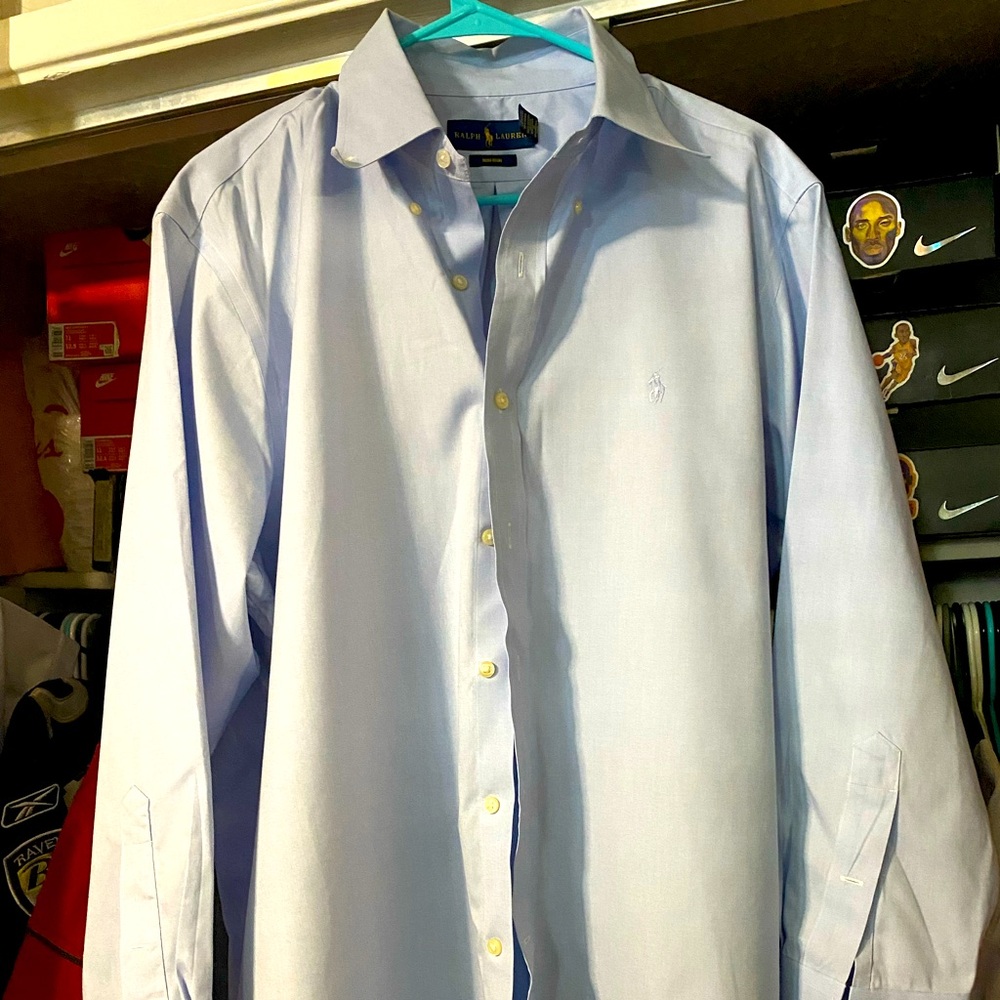 Polo by Ralph Lauren button up, long sleeve shirt. Size 17, 32-33